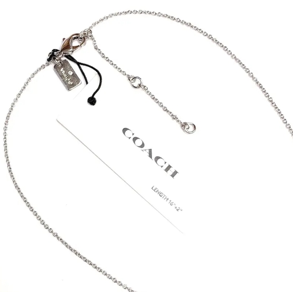 🩶COACH QUILTED LOGO TAG PENDANT NECKLACE - Picture 7 of 7